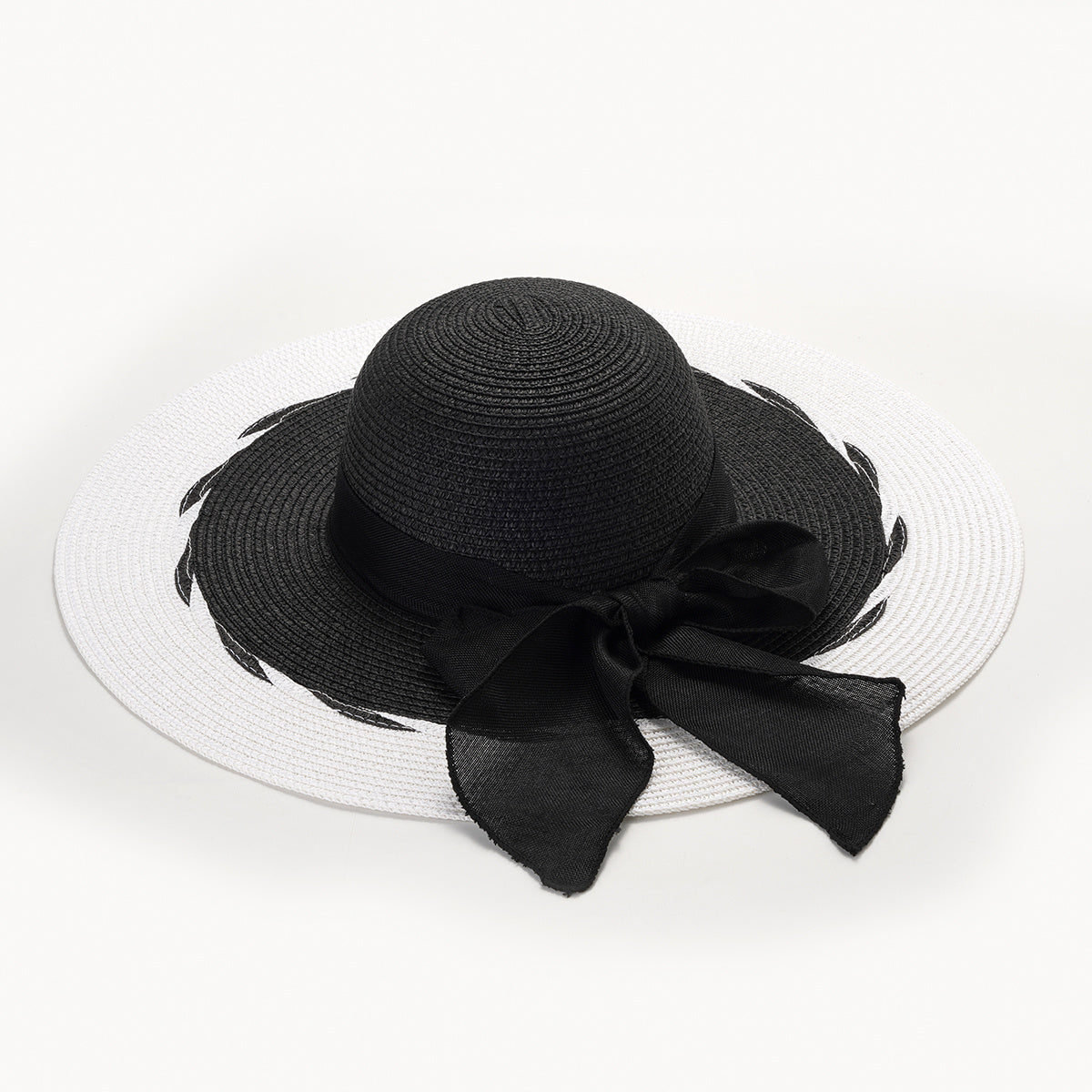 Women Bow Straw Hat Big Brim Summer Beach Sun Hat