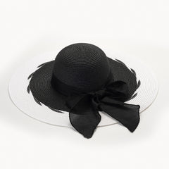 Women Bow Straw Hat Big Brim Summer Beach Sun Hat