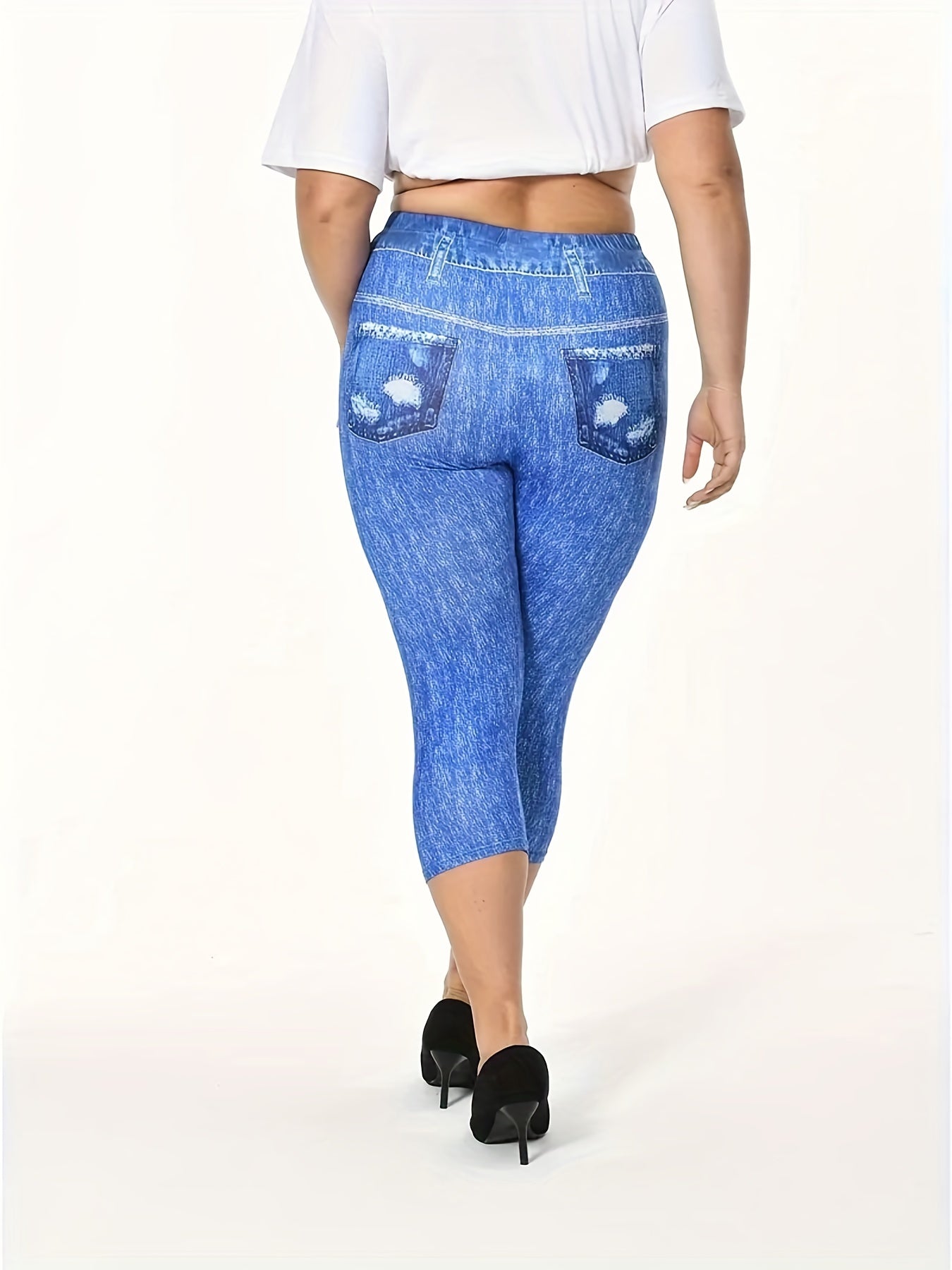 Denim & Flag Capris Leggings Women's Clothing