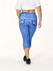 Denim & Flag Capris Leggings Women's Clothing