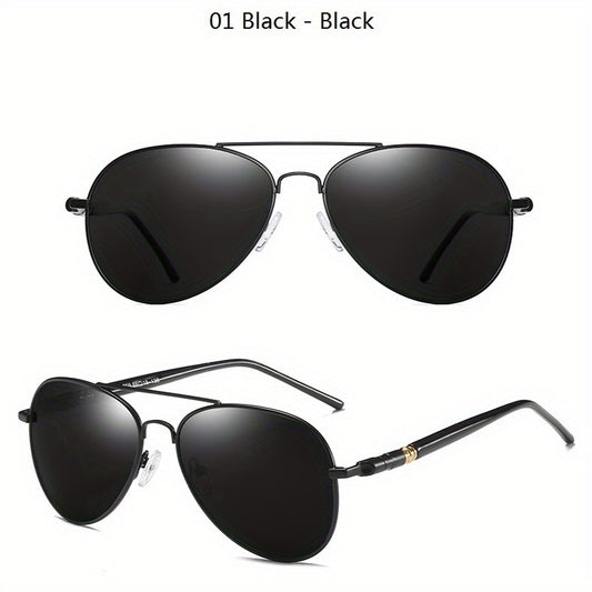 Men's Mixed Alloy Polarized Sunglasses Vintage Pilot Sun Glasses