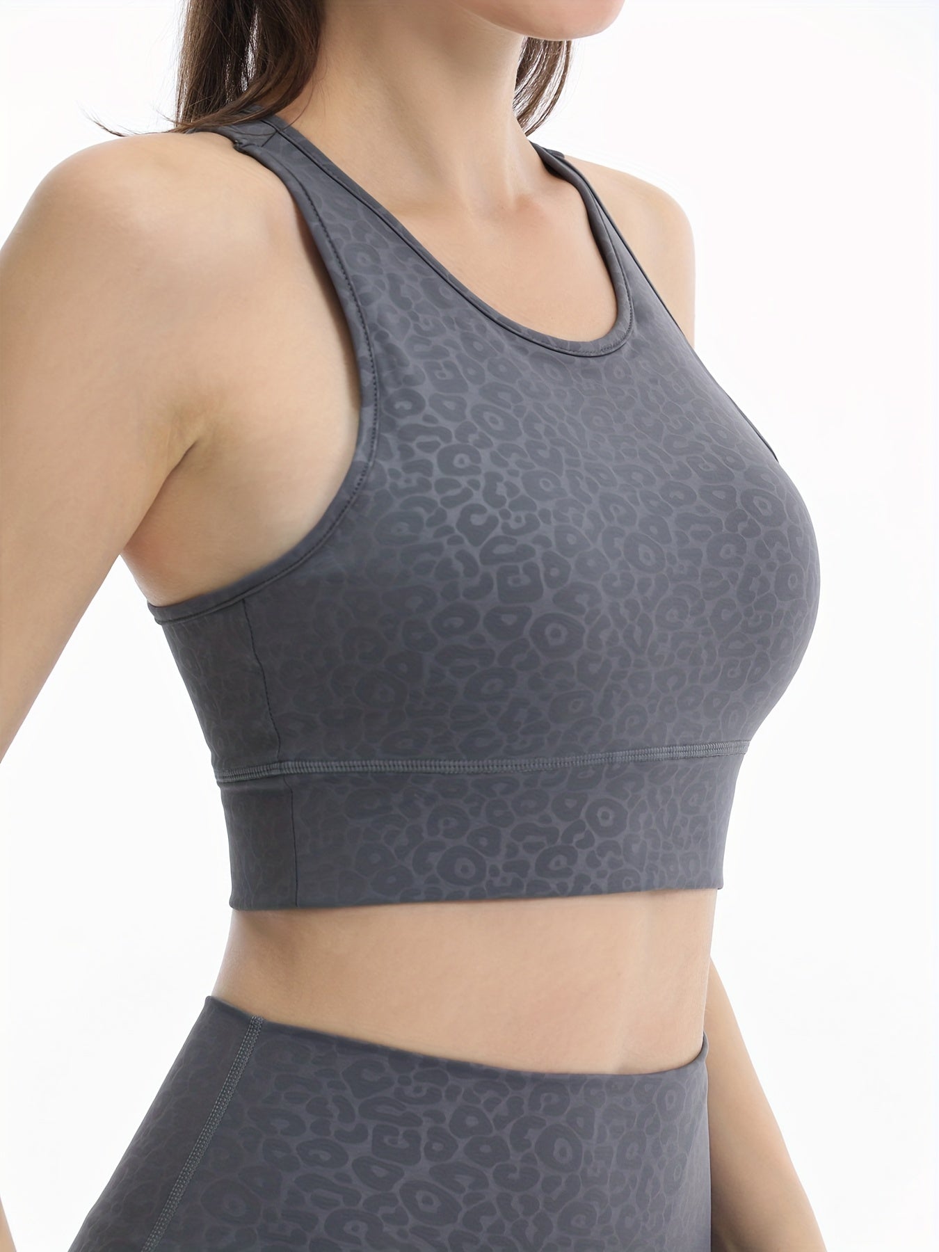Leopard Print Shockproof Sports Bra for Women