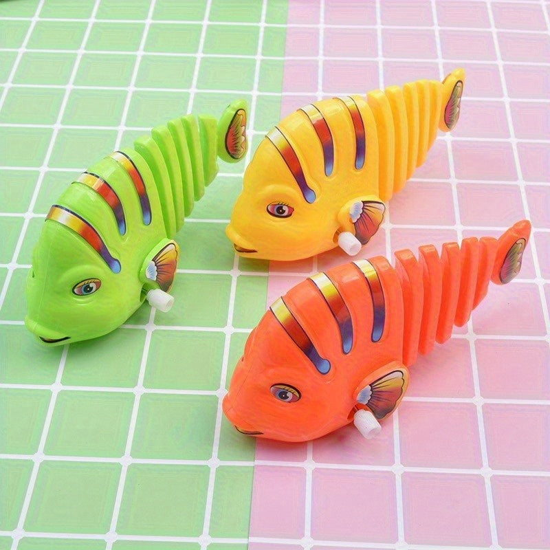 3pcs Wind Up Swinging Cartoon Fish Toy - 360 Rotating Spring Swing Fish