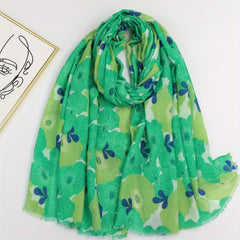 Boho Flower Print Scarf Warm Shawl Women Sunscreen Headwrap
