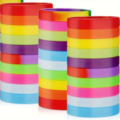 100 Pieces Colored Rubber Bracelets Solid Blank Sports Bands