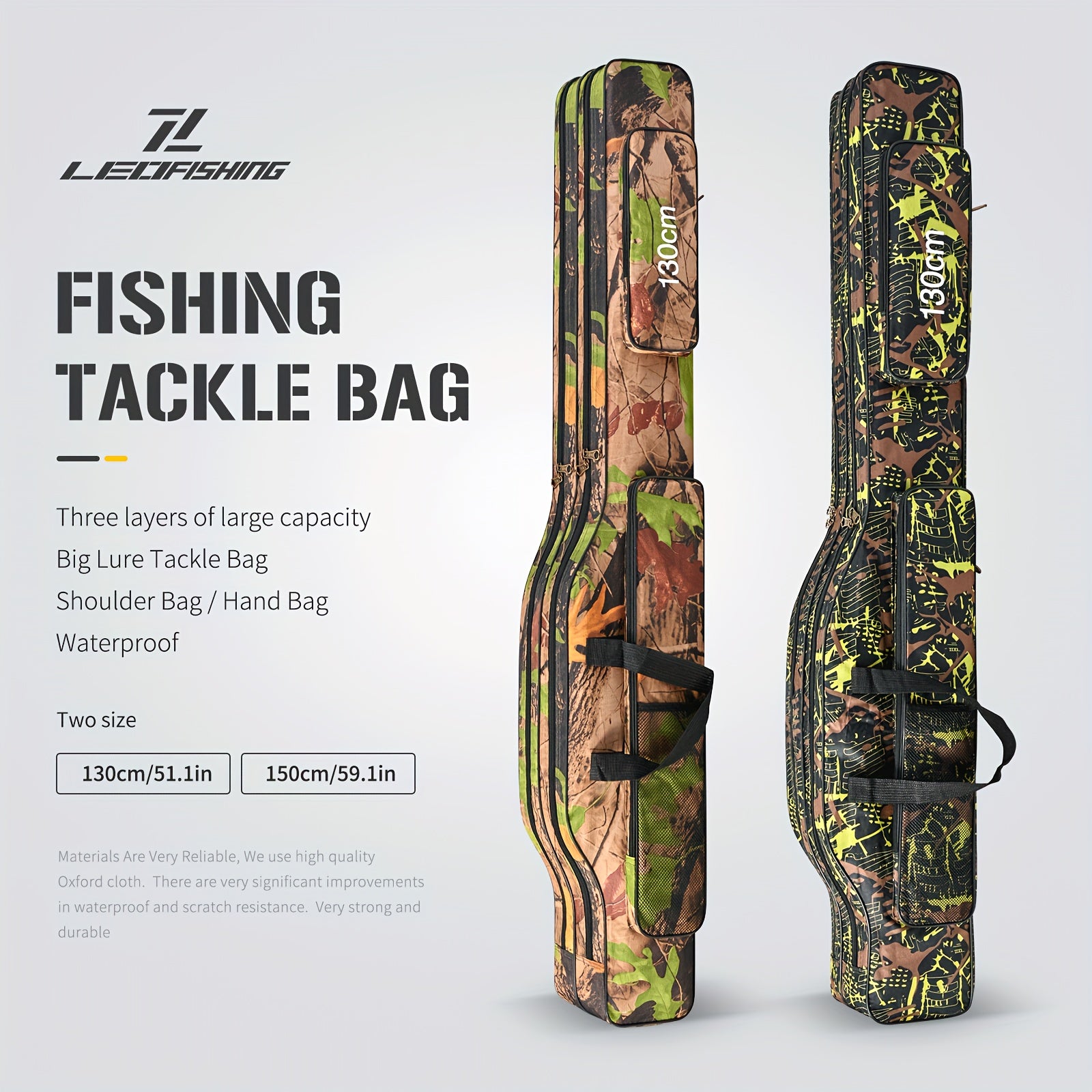 LEOFISHING Portable Foldable Fishing Tackle Bag Waterproof Fishing Pole Storage