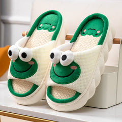 Women's Frog House Slippers Soft Sole Anti-slip Warm Plush Home Shoes