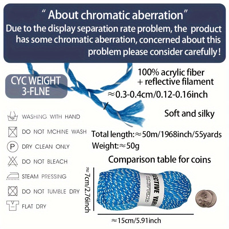 Reflective Wool DIY Fabric Reflective Coil Acrylic Material 50g 50m