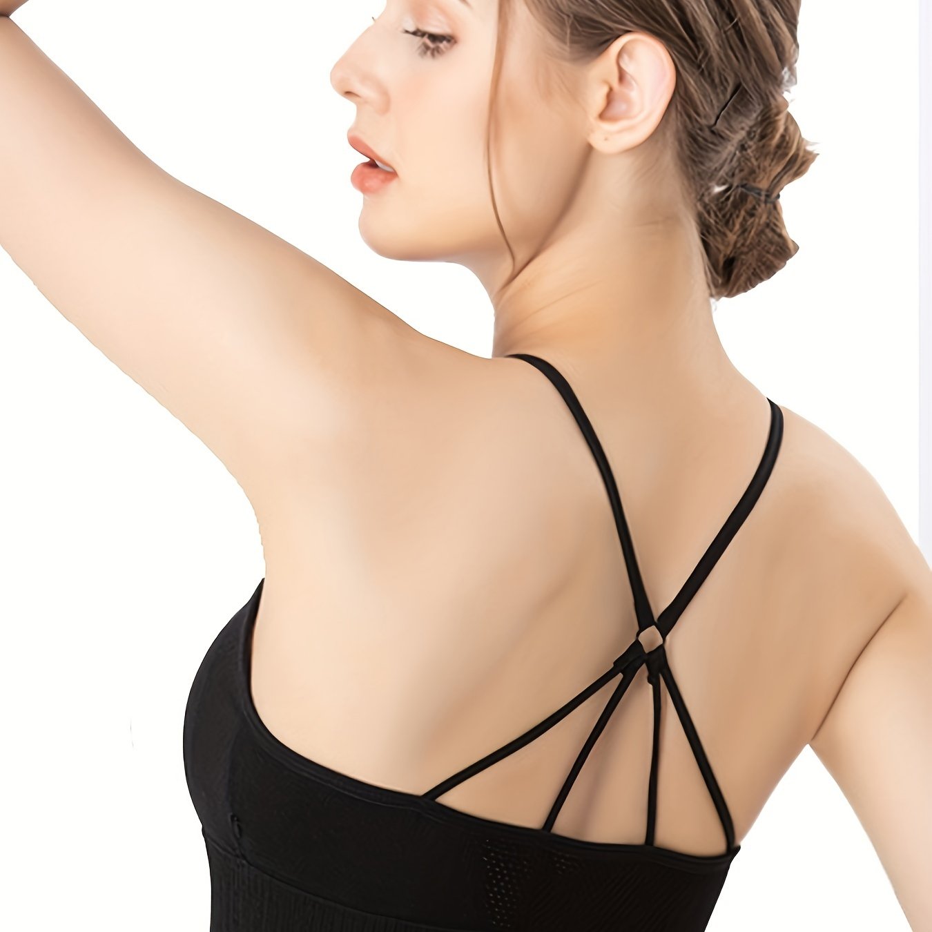 Criss Cross Back Sports Bra Comfy & Breathable Yoga Wireless Bra