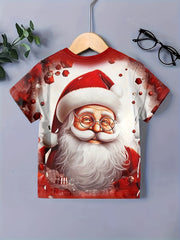 Santa Graphic Short Sleeve T-shirt for Christmas Summer
