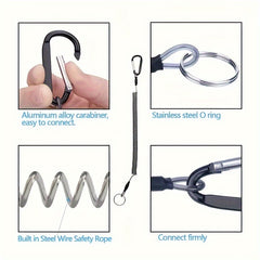 6pcs Fishing Tools Lanyard Retractable Safety Ropes Wire Coiled Lanyard