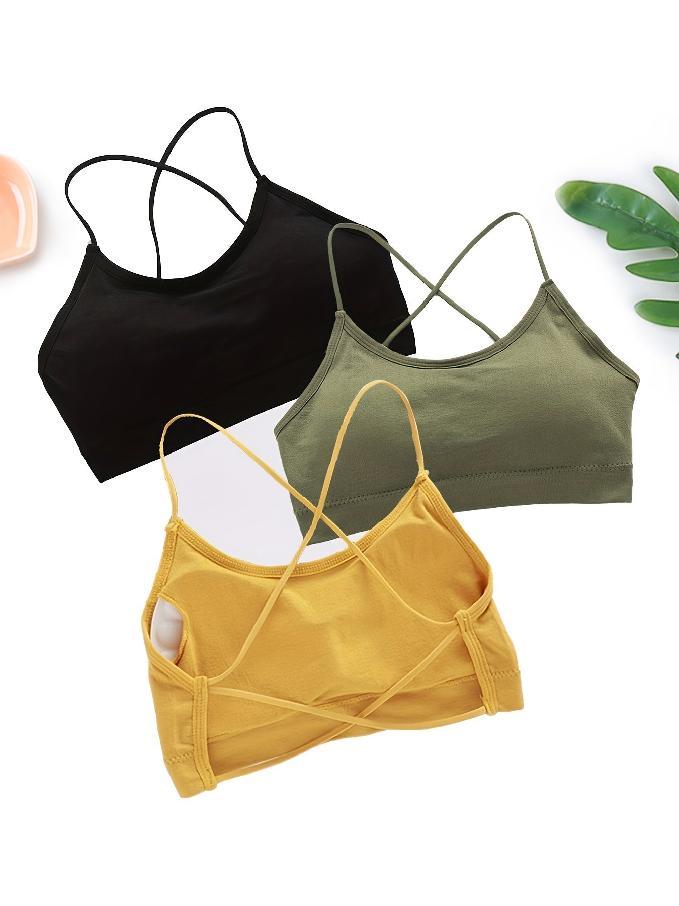 Girls Push Up Cross Straps Vests Backless Crop Tube Tops Halter Lingerie
