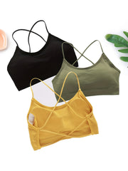 Girls Push Up Cross Straps Vests Backless Crop Tube Tops Halter Lingerie