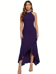 Halter Neck Maxi Dress for Bridesmaid Cocktail Party