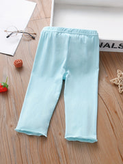 Girls Floral Embroidered Leggings Breathable Casual Pants Summer