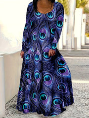 Women's Peacock Print Maxi Dress