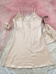 Sexy Satin Nightdress Deep V Spaghetti Strap Women's Sleepwear