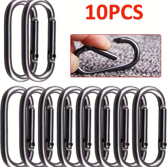 10pcs Carabiner Clips Chain Connectors With Key Rings for Outdoor Activities
