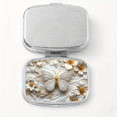 Butterfly Print Square Medicine Box Two Compartment Pill Box