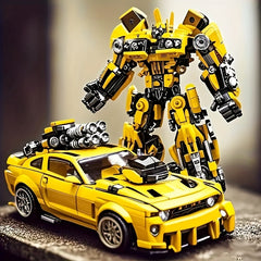 1000 Particles Mecha Robot Car 2in1 Toy, Movable Joints, Pushing Mobile Wheels