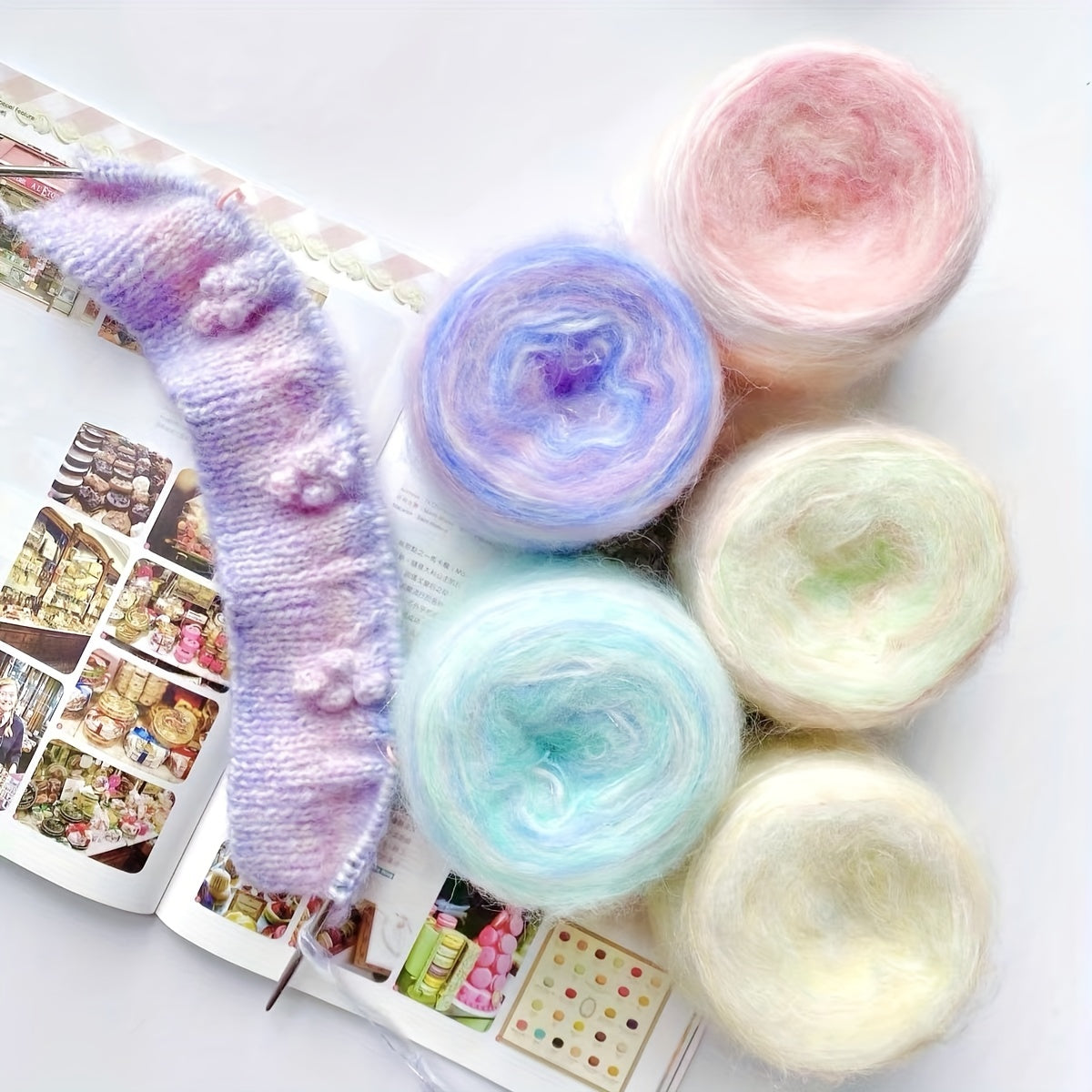 Soft Gradient Fluffy Mohair Yarn for DIY Crocheting and Knitting 50g