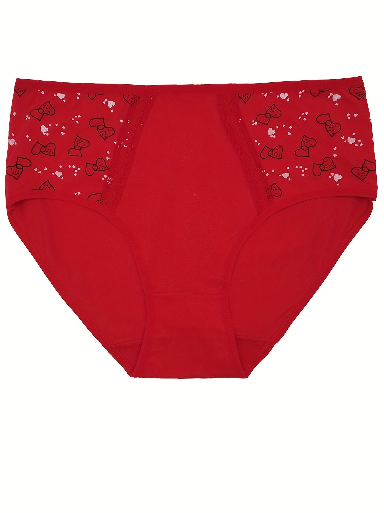 6pcs Heart Print Briefs Comfy Stretchy Panties Lingerie Underwear
