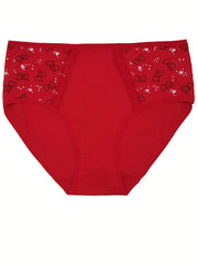 6pcs Heart Print Briefs Comfy Stretchy Panties Lingerie Underwear