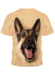 3D Puppy Graphic Crew Neck Tshirt Girls Casual Pullover Tops