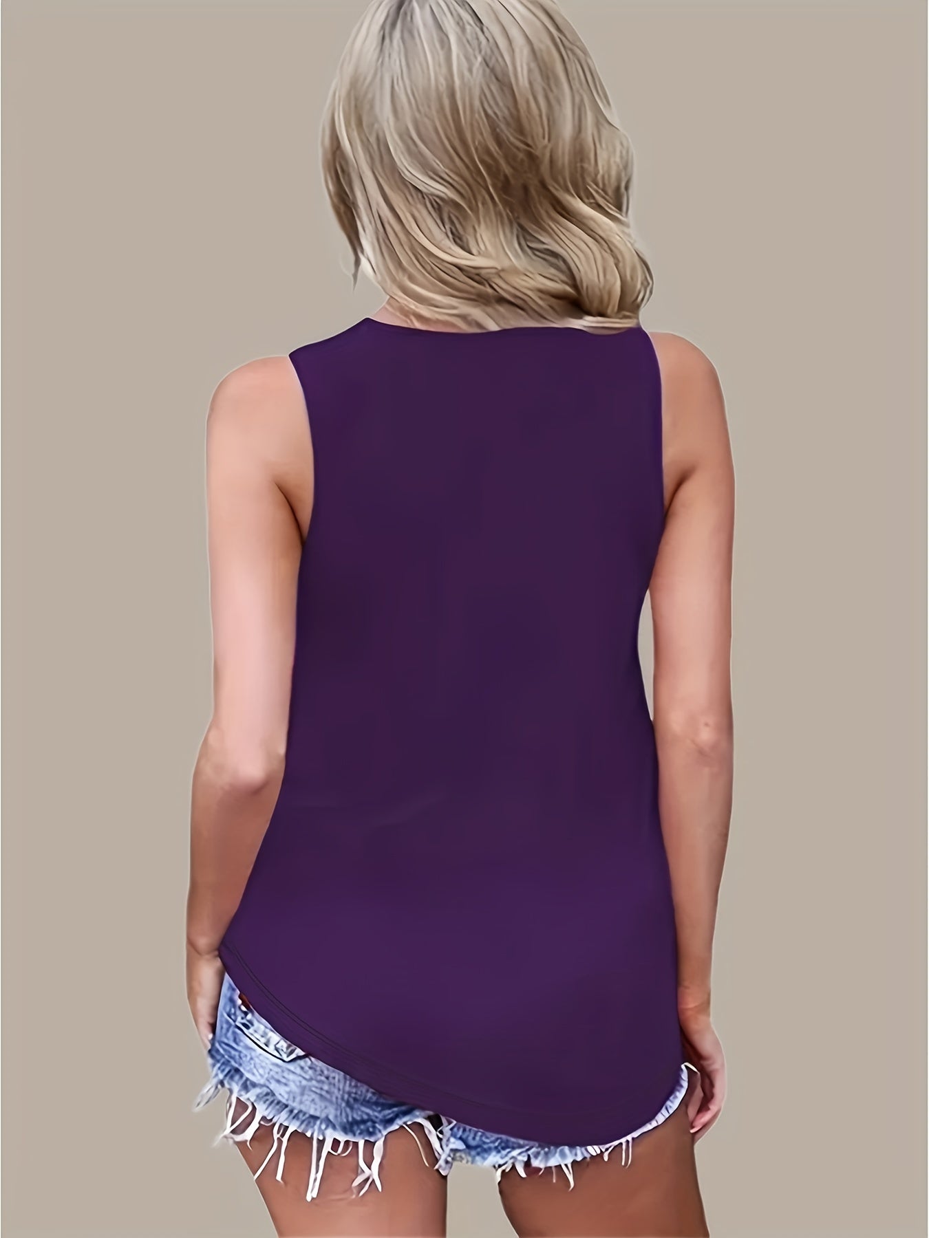 Solid Criss Cross Round Neck Tank Top