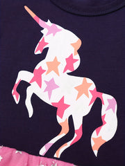 Baby Girls Unicorn Graphic Print Short Sleeve Mesh Dress
