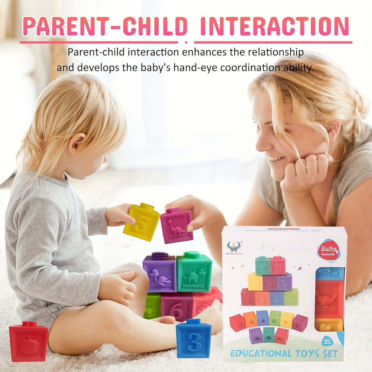 Soft Building Blocks Baby Toys Educational Squeeze Play with Numbers Animals