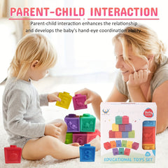 Soft Building Blocks Baby Toys Educational Squeeze Play with Numbers Animals