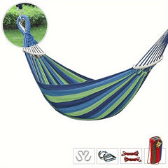 Portable Canvas Hammock with Wooden Rod for Camping