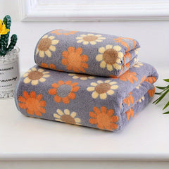Flower Pattern Towel Set Soft Hand & Bath Towel Absorbent for Bathroom