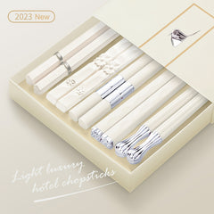 5 Pairs Reusable Metal Chopsticks for Outdoor and Home Use