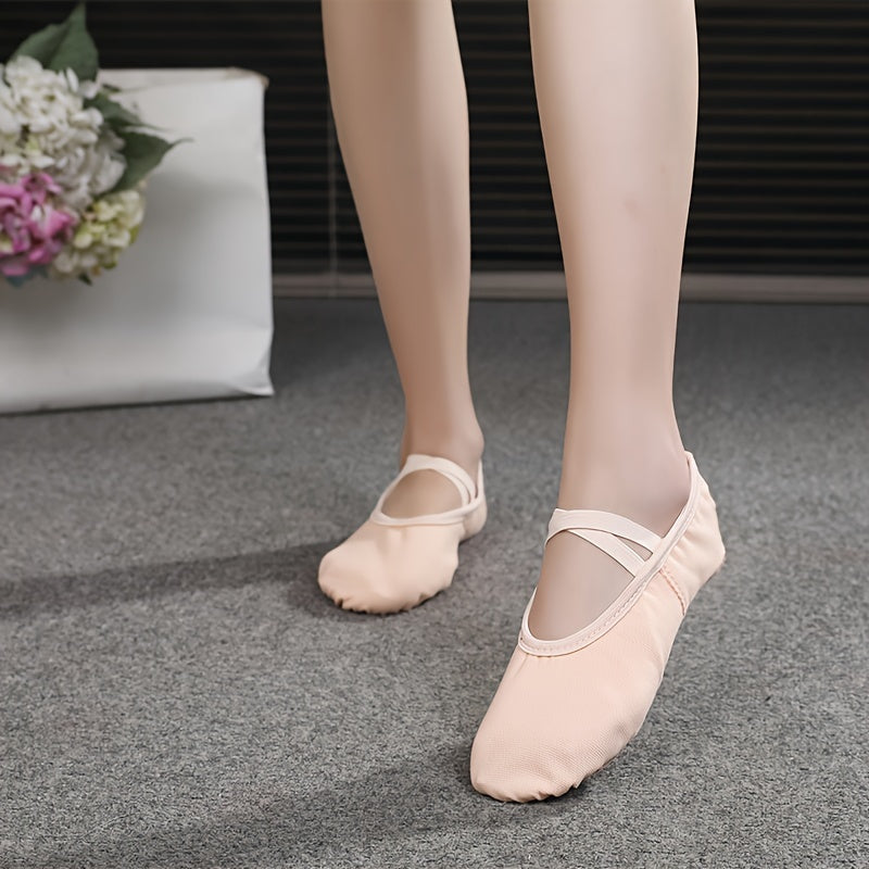 Women's Cross Strap Ballet Dance Shoes Slip on Soft Bottom