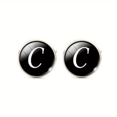Men's Letter C Silver Cufflinks for Shirt Wedding