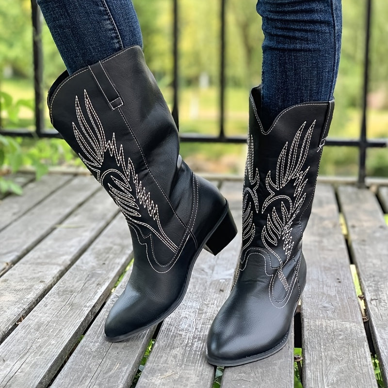 Women's Embroidered Point Toe Cowboy Boots