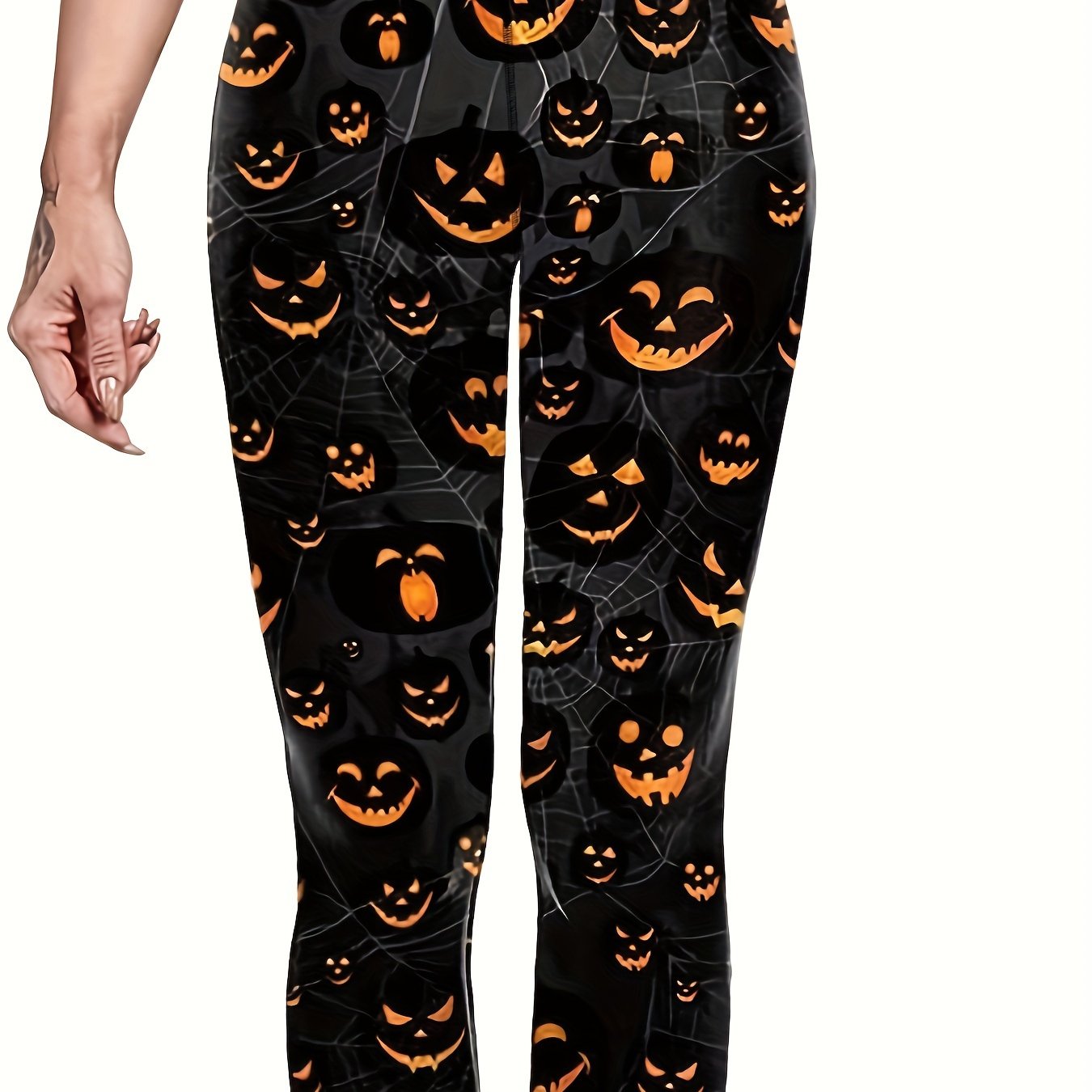 Pumpkin Print High Stretch Leggings