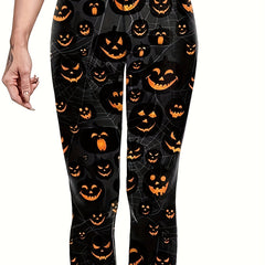 Pumpkin Print High Stretch Leggings