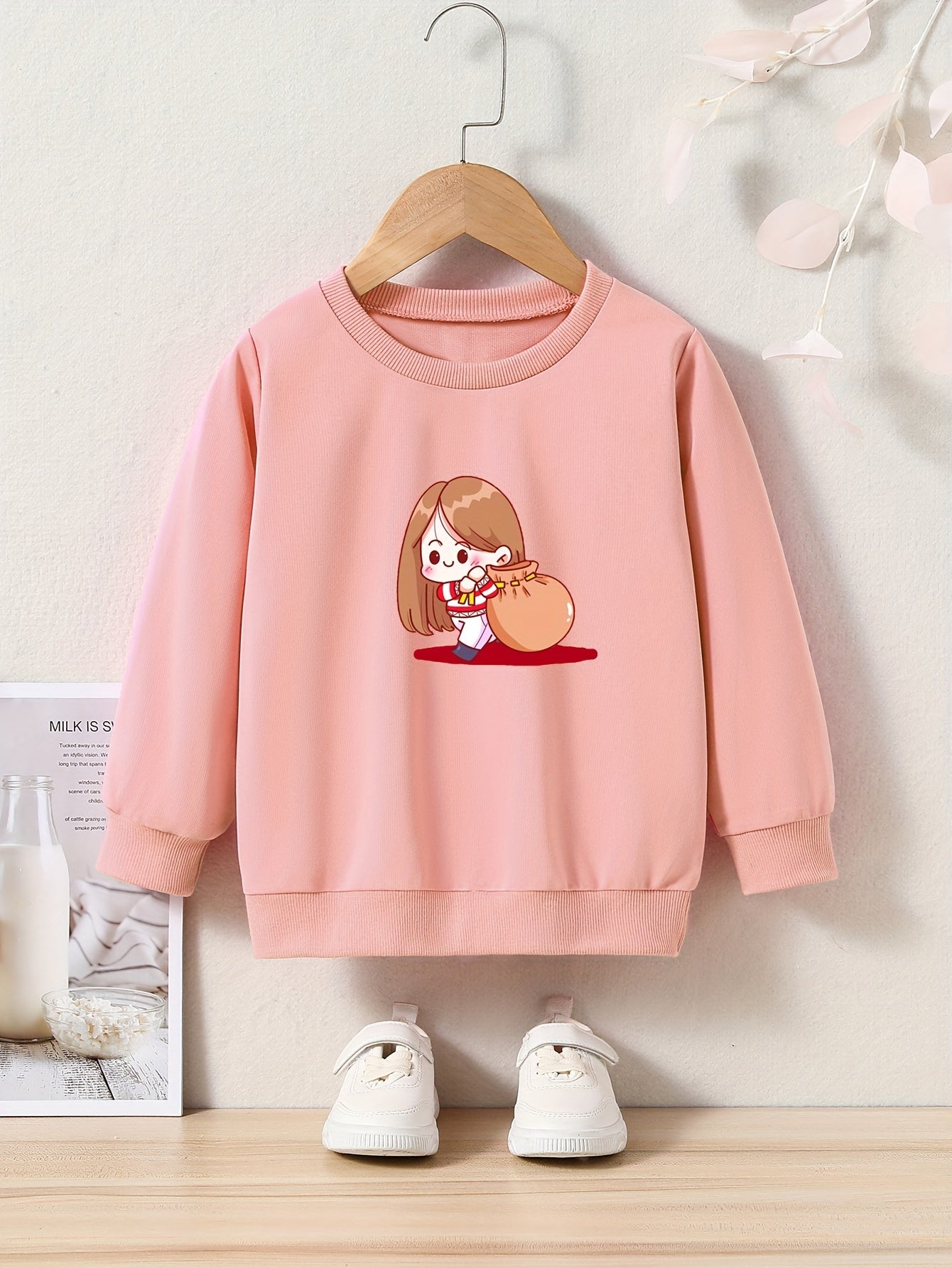 Christmas Anime Girl & Gift Print Sweatshirt