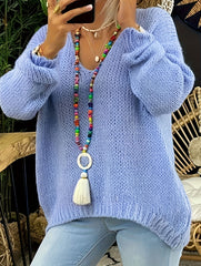 V Neck Sweater with Scarf