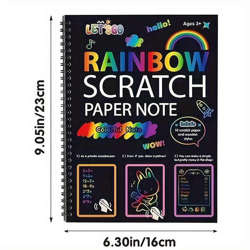 Rainbow Scratch Off Notebooks Arts & Crafts Kit for Kids