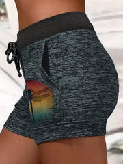 Dragonfly Print Drawstring Shorts with Pockets