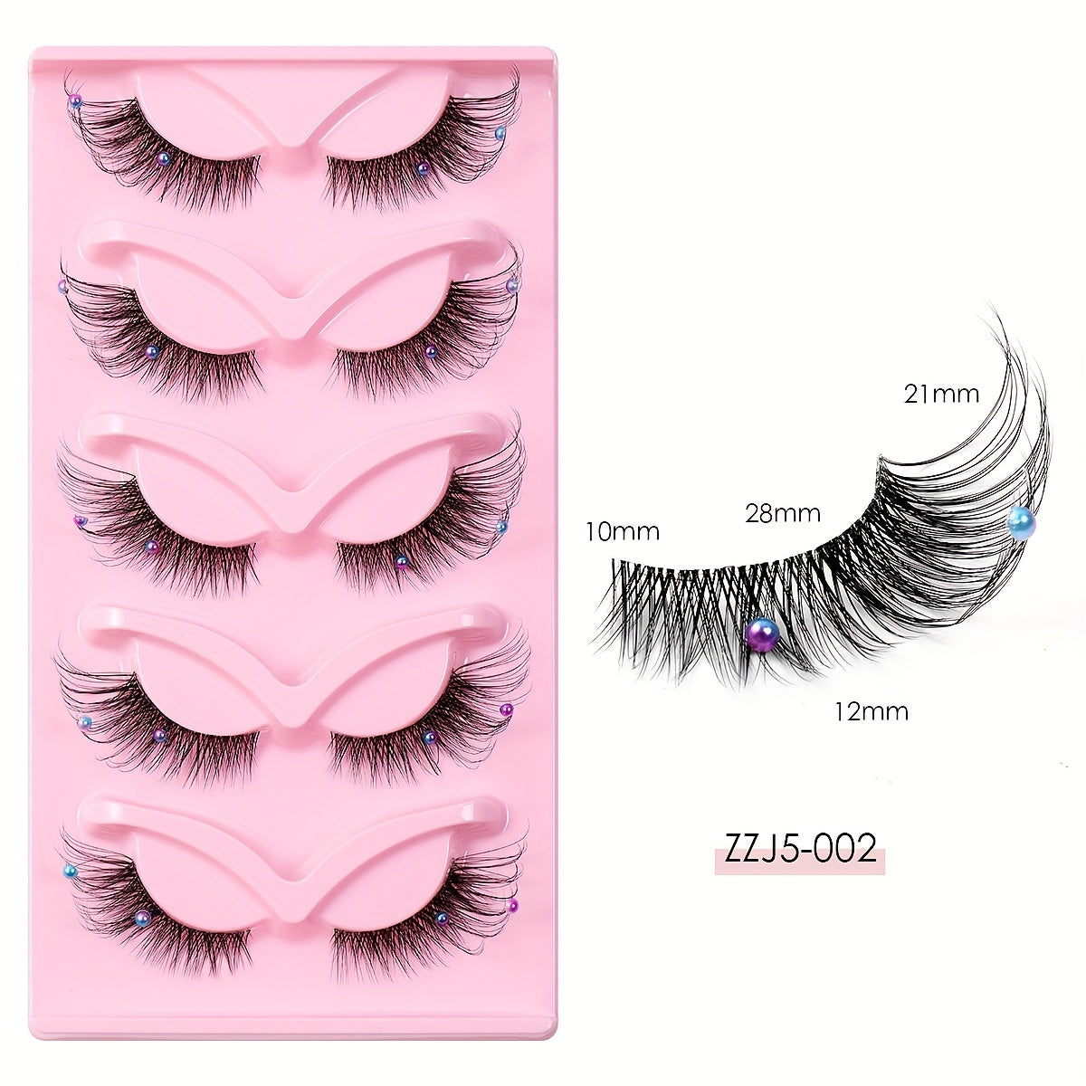 Sexy Doll Style False Eyelashes C Curling Faux Pearl Decorative False Eyelashes