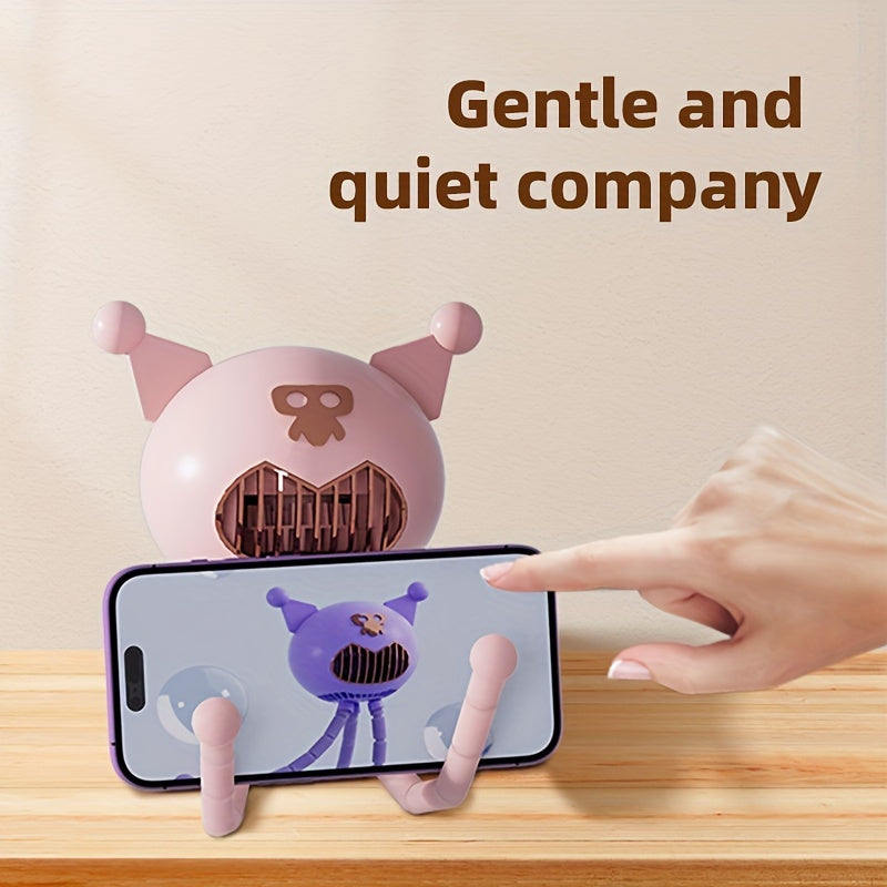 Cute Monster Baby Stroller USB Handheld Leafless Fan