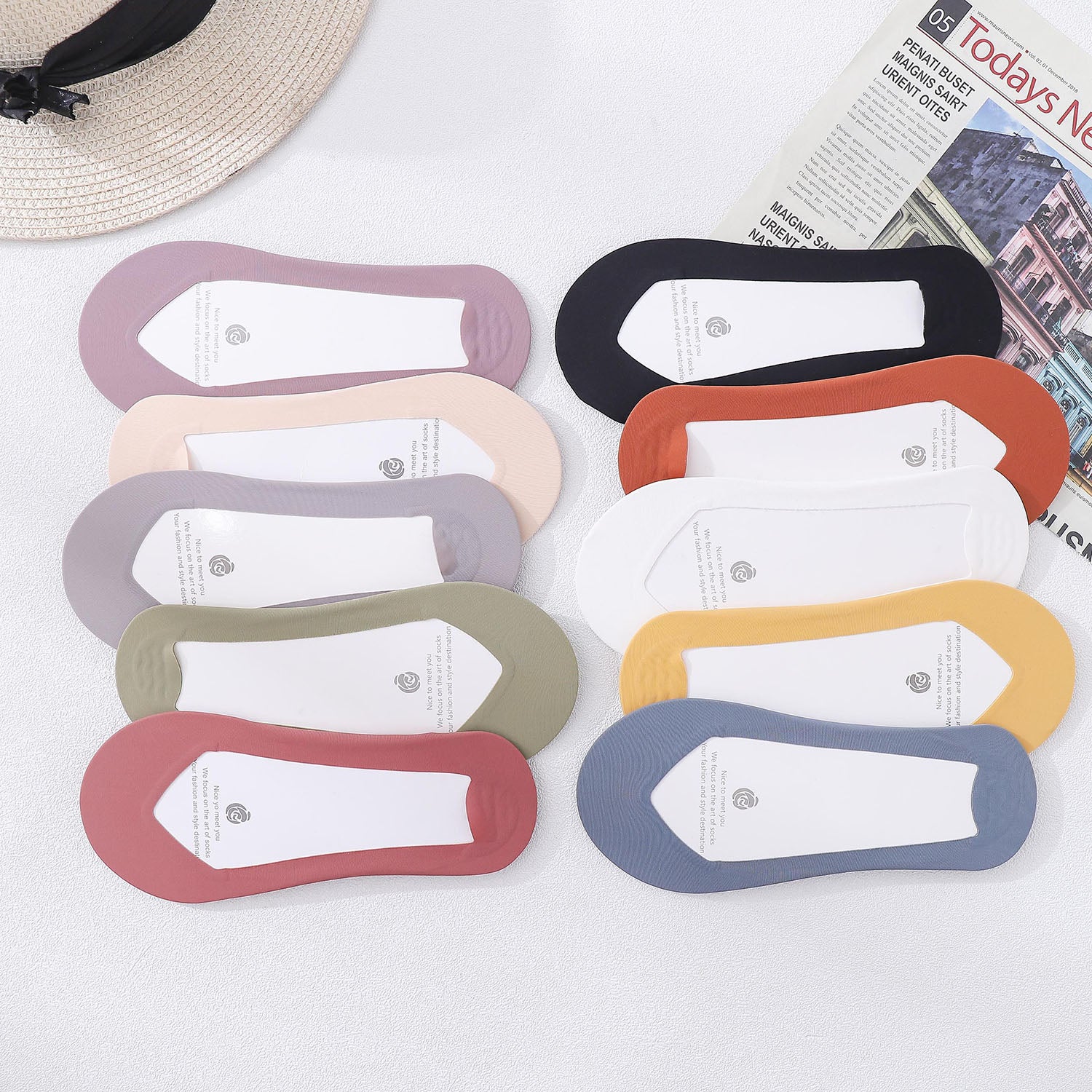 5 Pairs Women's Silicone Non-slip Boat Socks