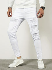 Men's Slim Fit Ripped Jeans Casual Street Style Denim Pants