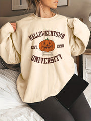 Halloween Print Sweatshirt Long Sleeve Crew Neck Sweatshirt
