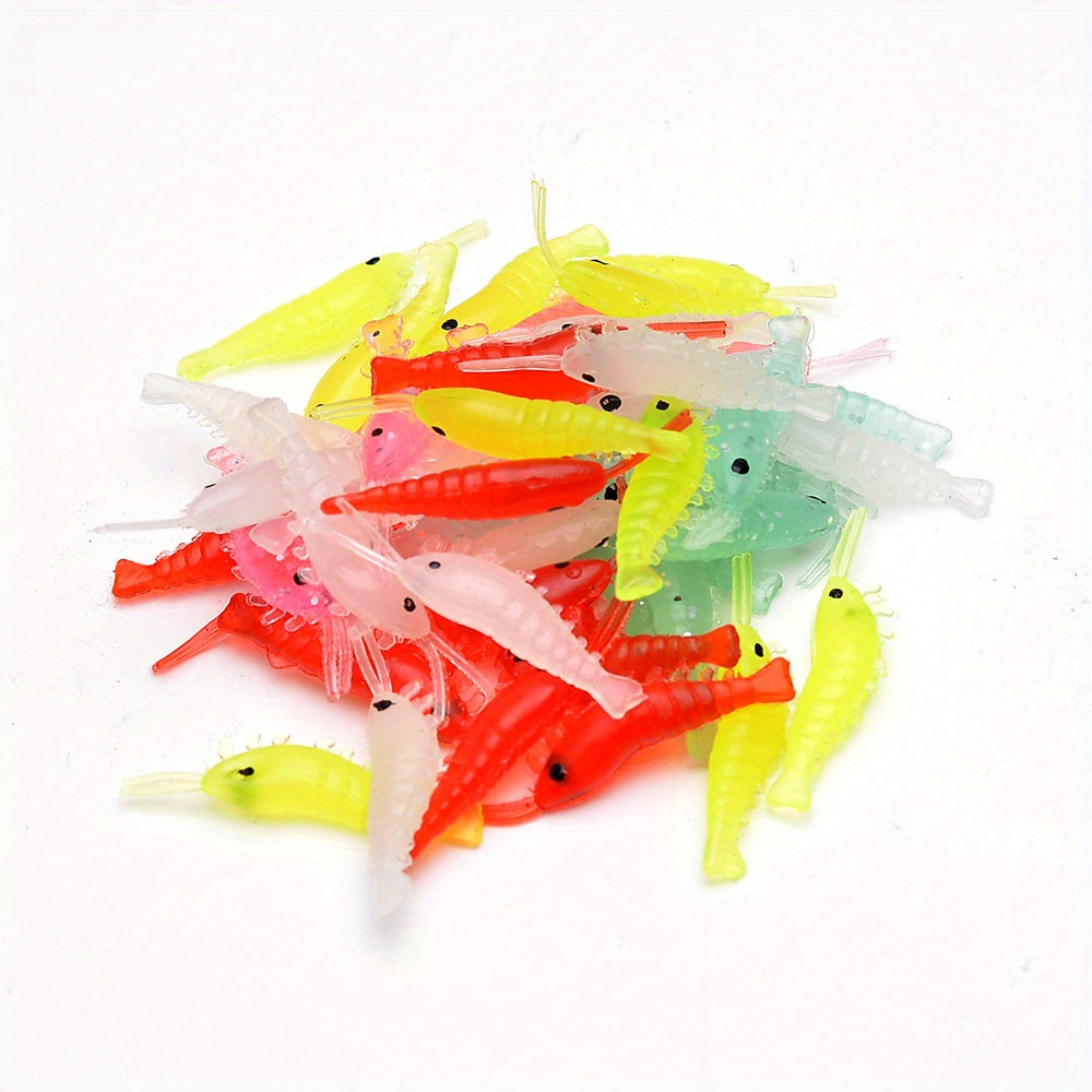 50pcs Soft Shrimp Lures Luminous Artificial Baits for Bass Crappie